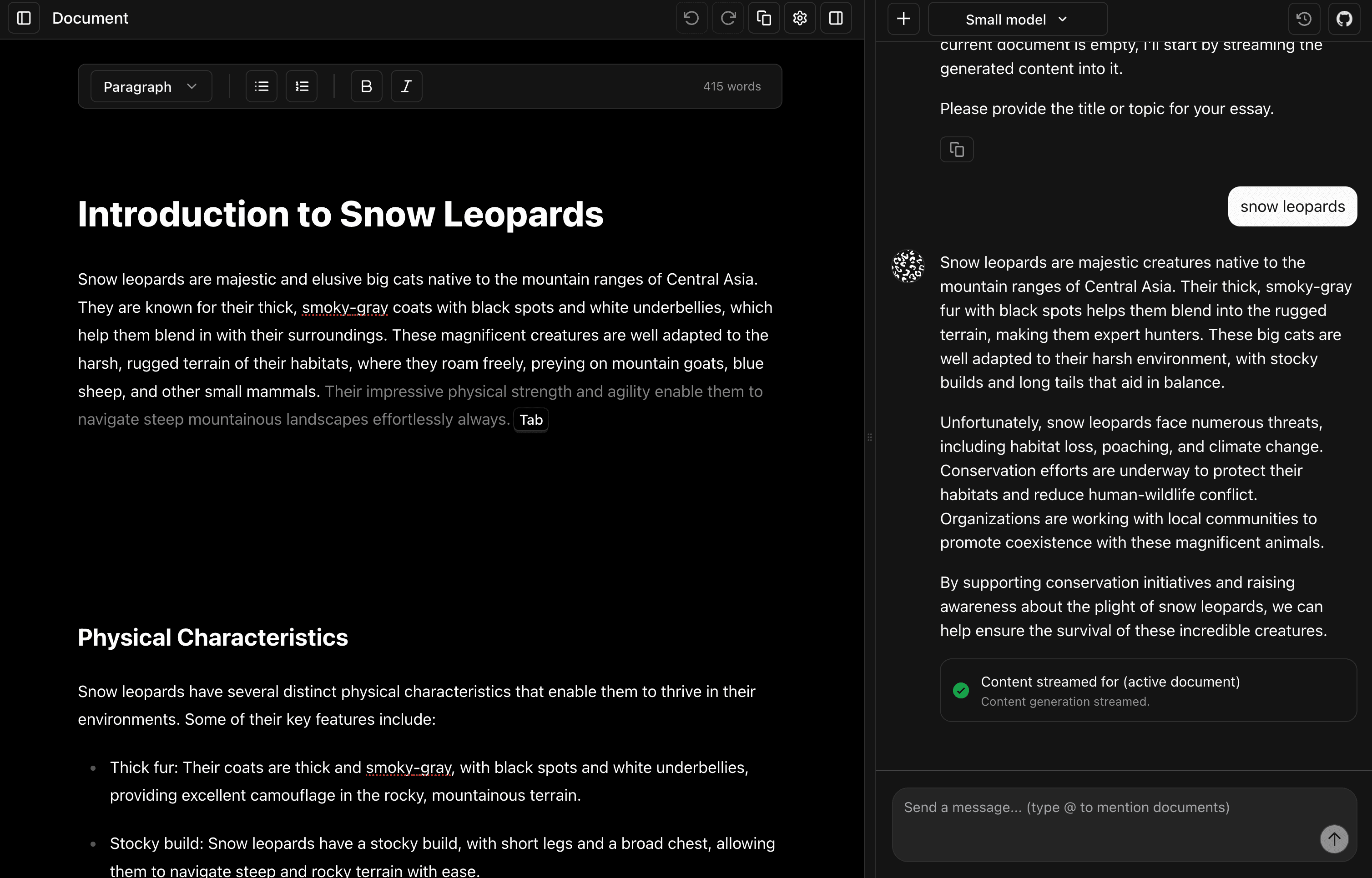 Saru Demo Preview (Dark Mode)